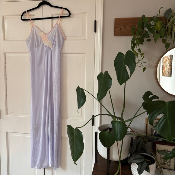 Vintage Lady Cameo Dallas Nylon Chemise Slip Blue Peach Embroider USA Size Small - Picture 11 of 11